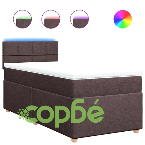 Боксспринг легло с матрак, тъмнокафяво, 90x190 см, плат ➤ топ цена ➤ sorbe.bg