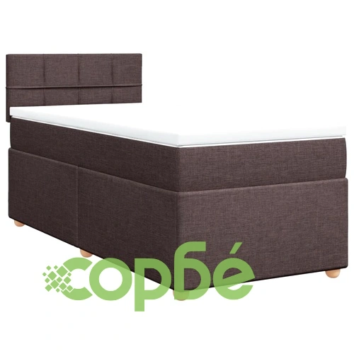 Боксспринг легло с матрак, тъмнокафяво, 90x190 см, плат ➤ топ цена ➤ sorbe.bg