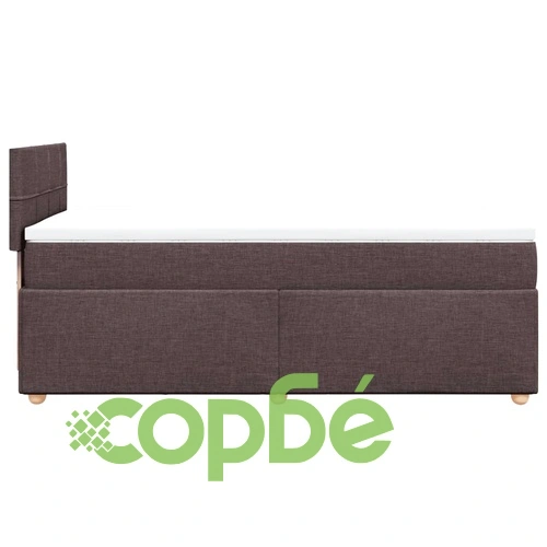 Боксспринг легло с матрак, тъмнокафяво, 90x190 см, плат ➤ топ цена ➤ sorbe.bg