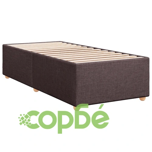 Боксспринг легло с матрак, тъмнокафяво, 90x190 см, плат ➤ топ цена ➤ sorbe.bg