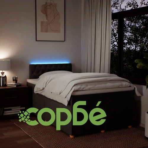 Боксспринг легло с матрак, тъмнокафяво, 120x190 см, плат ➤ топ цена ➤ sorbe.bg