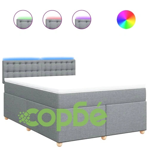 Боксспринг легло с матрак, светлосиво, 140x200 см, плат ➤ топ цена ➤ sorbe.bg