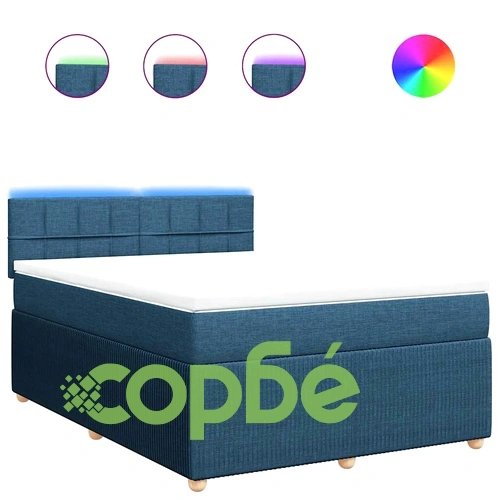 Боксспринг легло с матрак, синьо, 140x190 см, плат ➤ топ цена ➤ sorbe.bg