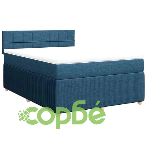 Боксспринг легло с матрак, синьо, 140x190 см, плат ➤ топ цена ➤ sorbe.bg