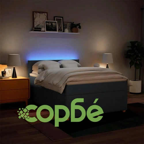 Боксспринг легло с матрак, синьо, 140x190 см, плат ➤ топ цена ➤ sorbe.bg