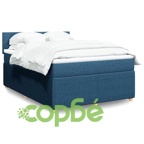 Боксспринг легло с матрак, синьо, 140x190 см, плат ➤ топ цена ➤ sorbe.bg