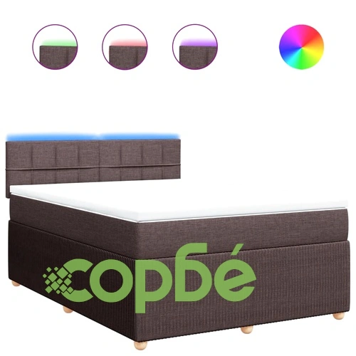 Боксспринг легло с матрак, тъмнокафяво, 140x200 см, плат ➤ топ цена ➤ sorbe.bg