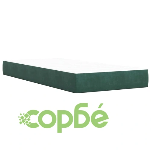 Боксспринг легло с матрак, тъмнозелено, 80x200 см, кадифе ➤ топ цена ➤ sorbe.bg