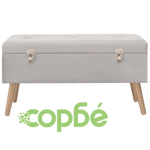 Пейка с отделение за съхранение, 80 см, сиво кадифе ➤ топ цена ➤ sorbe.bg