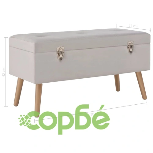 Пейка с отделение за съхранение, 80 см, сиво кадифе ➤ топ цена ➤ sorbe.bg