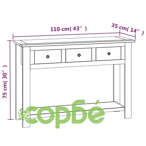 Конзолна маса, 110x35x75 см, дъбово дърво масив ➤ топ цена ➤ sorbe.bg