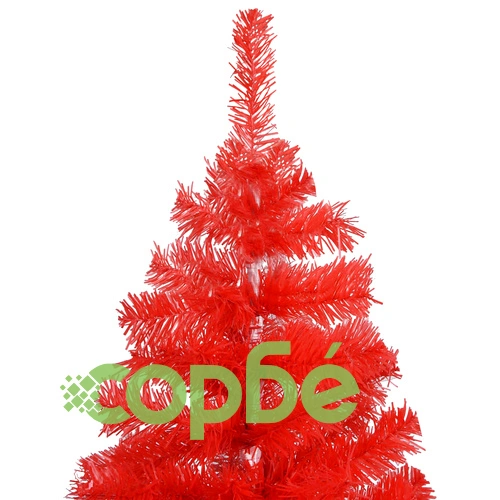 Изкуствена коледна елха със стойка, червена, 120 см, PVC ➤ топ цена ➤ sorbe.bg