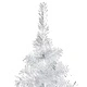 Изкуствена коледна елха със стойка сребриста 120 см PET