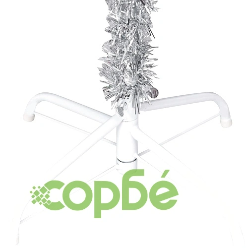 Изкуствена коледна елха със стойка сребриста 120 см PET ➤ топ цена ➤ sorbe.bg