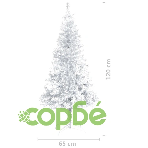 Изкуствена коледна елха със стойка сребриста 120 см PET ➤ топ цена ➤ sorbe.bg