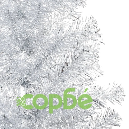 Изкуствена коледна елха със стойка сребриста 240 см PET ➤ топ цена ➤ sorbe.bg