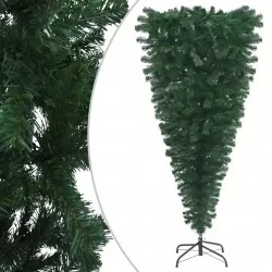 Обърната изкуствена коледна елха със стойка, зелена, 240 см