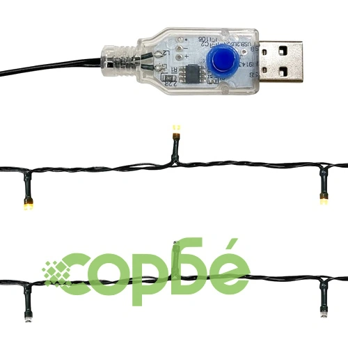 Коледен гирлянд с LED лампички, 10 м, черен ➤ топ цена ➤ sorbe.bg