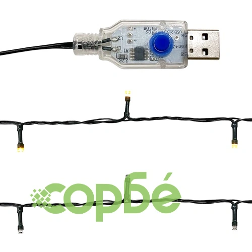 Коледен гирлянд с LED лампички, 20 м, черен ➤ топ цена ➤ sorbe.bg