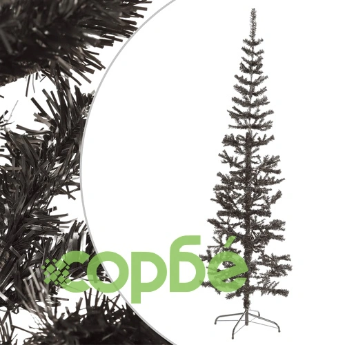 Тънка коледна елха, черна, 180 см  ➤ топ цена ➤ sorbe.bg