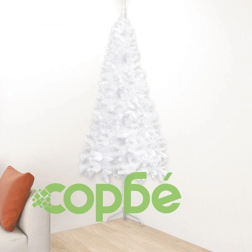 Ъглова изкуствена коледна елха, бяла, 120 см, PVC ➤ топ цена ➤ sorbe.bg