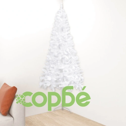 Ъглова изкуствена коледна елха, бяла, 240 см, PVC ➤ топ цена ➤ sorbe.bg