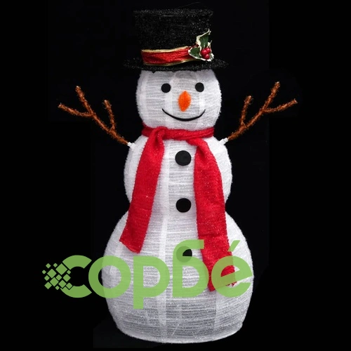 Декоративна фигура на снежен човек с LED лукс плат 60 см ➤ топ цена ➤ sorbe.bg