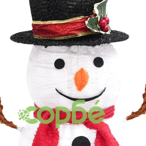 Декоративна фигура на снежен човек с LED лукс плат 60 см ➤ топ цена ➤ sorbe.bg