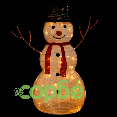 Декоративна фигура на снежен човек с LED лукс плат 90 см ➤ топ цена ➤ sorbe.bg