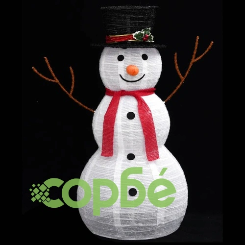 Декоративна фигура на снежен човек с LED лукс плат 90 см ➤ топ цена ➤ sorbe.bg