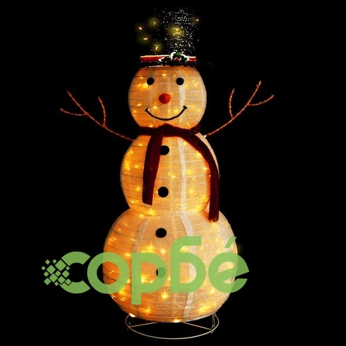 Декоративна фигура на снежен човек с LED лукс плат 120 см ➤ топ цена ➤ sorbe.bg