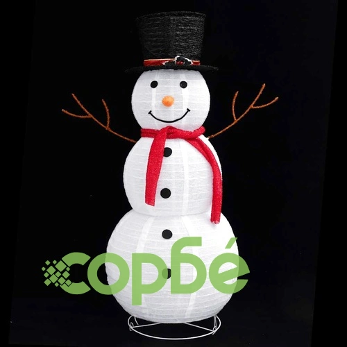 Декоративна фигура на снежен човек с LED лукс плат 120 см ➤ топ цена ➤ sorbe.bg