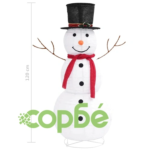 Декоративна фигура на снежен човек с LED лукс плат 120 см ➤ топ цена ➤ sorbe.bg