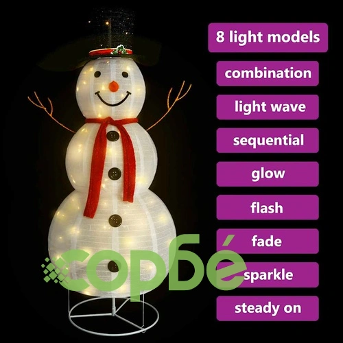 Декоративна фигура на снежен човек с LED лукс плат 180 см ➤ топ цена ➤ sorbe.bg