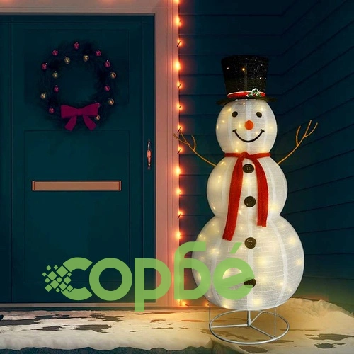 Декоративна фигура на снежен човек с LED лукс плат 180 см ➤ топ цена ➤ sorbe.bg