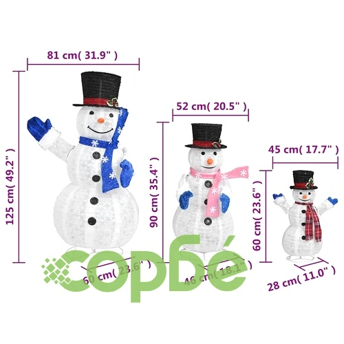 Декоративно коледно семейство снежни човеци LED луксозен плат ➤ топ цена ➤ sorbe.bg