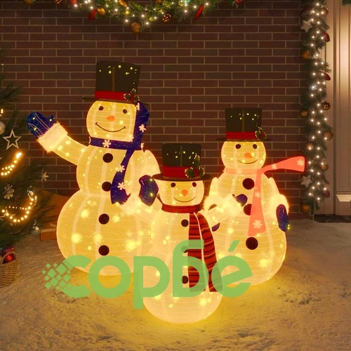 Декоративно коледно семейство снежни човеци LED луксозен плат ➤ топ цена ➤ sorbe.bg