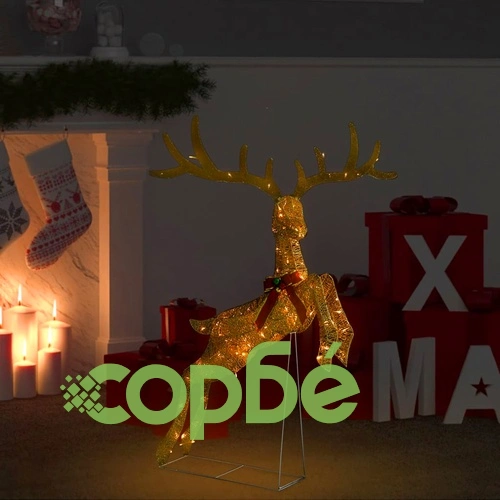 Коледна украса летящ елен, 120 LED, златисто, топло бяло ➤ топ цена ➤ sorbe.bg