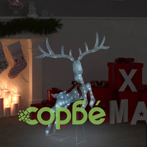 Коледна украса летящ елен, 120 LED, бял, студено бяло ➤ топ цена ➤ sorbe.bg