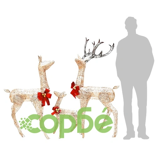 Семейство северни елени, коледна украса, златисти, 201 LED  ➤ топ цена ➤ sorbe.bg