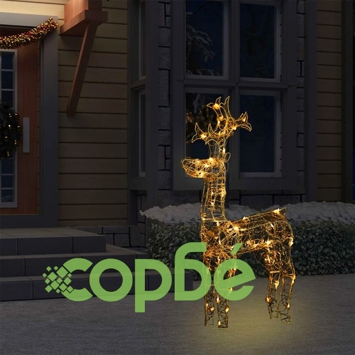Коледна украса северен елен 90 LED 60x16x100 см акрил ➤ топ цена ➤ sorbe.bg