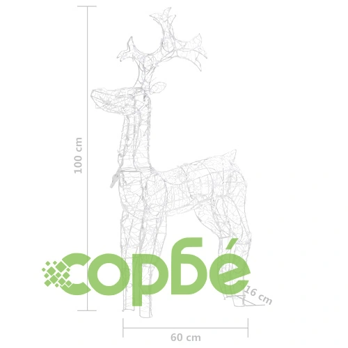 Коледна украса северен елен 90 LED 60x16x100 см акрил ➤ топ цена ➤ sorbe.bg