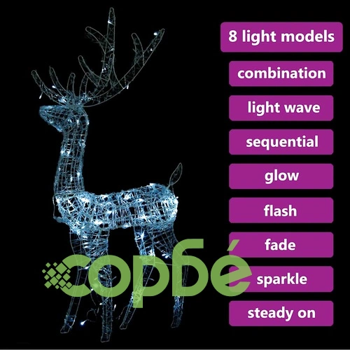Коледна украса елен, акрил, 140 LED, 120 см, студено бяло ➤ топ цена ➤ sorbe.bg
