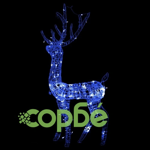 Коледна украса елен, акрил, 140 LED, 120 см, синьо ➤ топ цена ➤ sorbe.bg