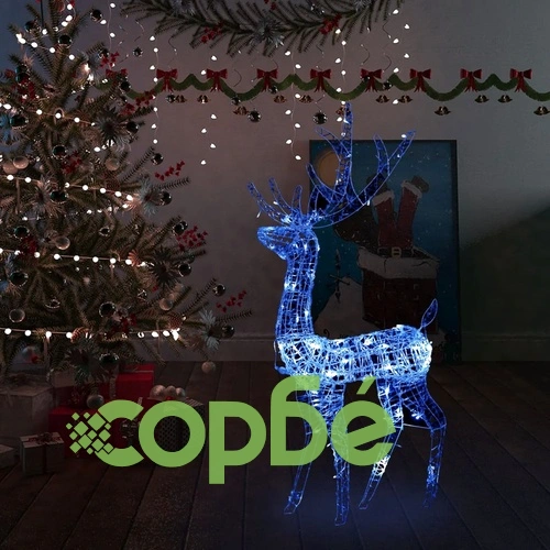 Коледна украса елен, акрил, 140 LED, 120 см, синьо ➤ топ цена ➤ sorbe.bg