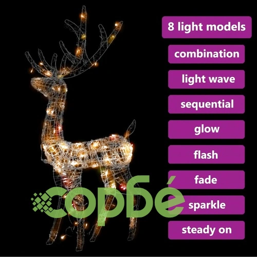 Коледна украса елен, акрил, 140 LED, 120 см, многоцветен ➤ топ цена ➤ sorbe.bg