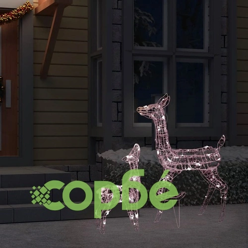 Акрилна коледна украса семейство елени, 160 LED, топло бяло ➤ топ цена ➤ sorbe.bg