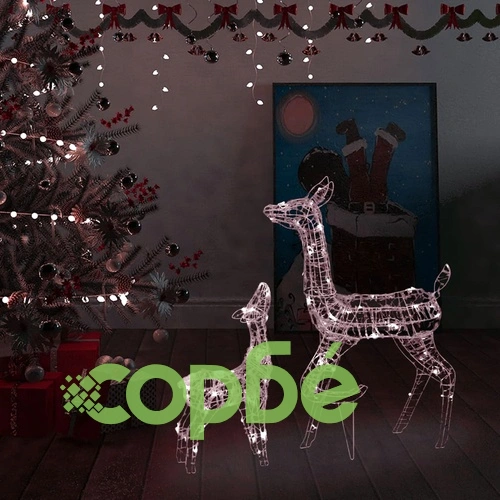 Акрилна коледна украса семейство елени, 160 LED, топло бяло ➤ топ цена ➤ sorbe.bg