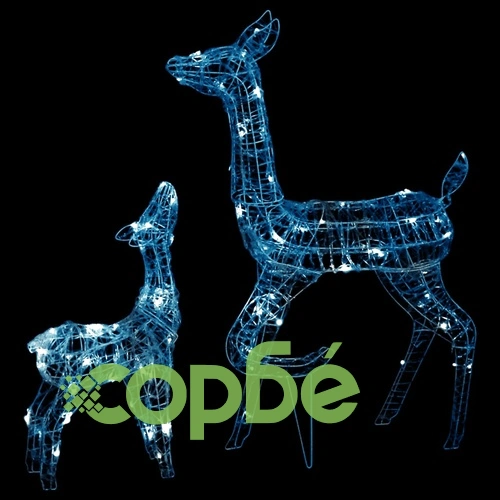 Акрилна коледна украса семейство елени, 160 LED, студено бяло ➤ топ цена ➤ sorbe.bg