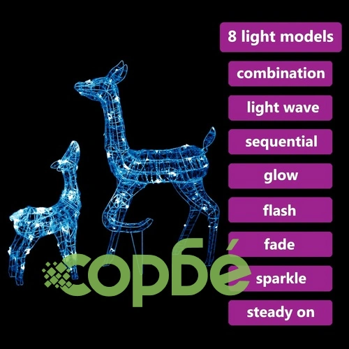 Акрилна коледна украса семейство елени, 160 LED, синьо ➤ топ цена ➤ sorbe.bg